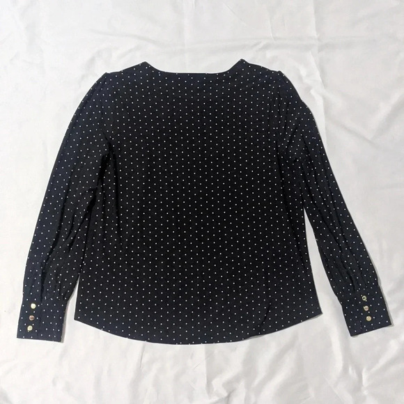 Anne Klein Long Sleeve Polka Dot Blouse, Color Black/White, Size M - Picture 2 of 12